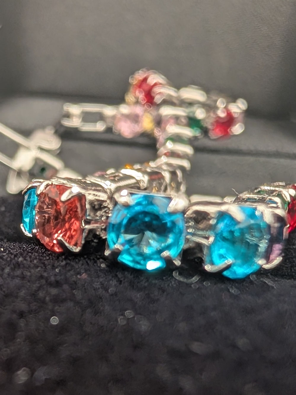 ๐ 2 (Two) - 7" Multicolor Rainbow Glass Crystal Tennis Bracelets ๐ - Picture 12 of 16